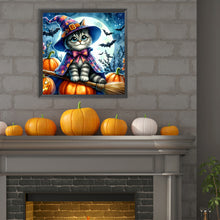 Load image into Gallery viewer, Diamond Painting - Full Round - Halloween cat and pumpkin (30*30CM)