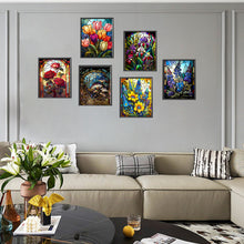 Load image into Gallery viewer, 6pcs Round Diamond Painting Set - Glass art flowers and plants (30*40CM)