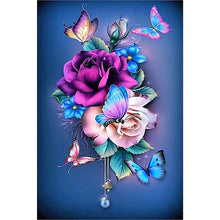 Load image into Gallery viewer, 2pcs Round Diamond Painting Set - Flower Butterfly (40*60CM)