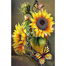 Load image into Gallery viewer, 2pcs Round Diamond Painting Set - Flower Butterfly (40*60CM)