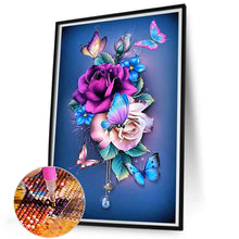 Load image into Gallery viewer, 2pcs Round Diamond Painting Set - Flower Butterfly (40*60CM)