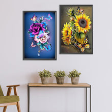 Load image into Gallery viewer, 2pcs Round Diamond Painting Set - Flower Butterfly (40*60CM)