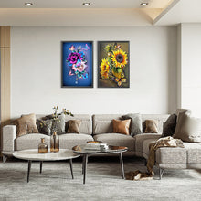 Load image into Gallery viewer, 2pcs Round Diamond Painting Set - Flower Butterfly (40*60CM)