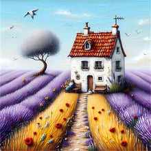 Load image into Gallery viewer, Diamond Painting - Full Round - Purple flower field house (30*30CM)