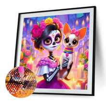 Load image into Gallery viewer, Diamond Painting - Full Round - skull girl and dog (50*50CM)