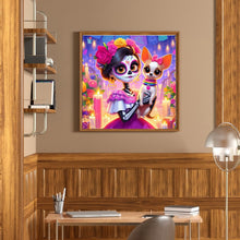 Load image into Gallery viewer, Diamond Painting - Full Round - skull girl and dog (50*50CM)