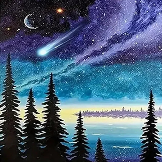 AB Diamond Painting - Full Round - Forest Under Shooting Stars (30*30CM)
