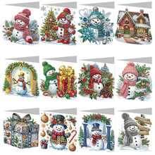 Load image into Gallery viewer, 12Pcs Christmas Snowman DIY Diamond Painting Card for Friends Family Gift