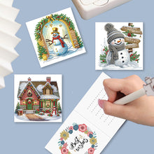 Load image into Gallery viewer, 12Pcs Christmas Snowman DIY Diamond Painting Card for Friends Family Gift