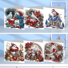 Load image into Gallery viewer, 6Pcs Christmas White Pigeon DIY Diamond Painting Card for Friends Family Gift