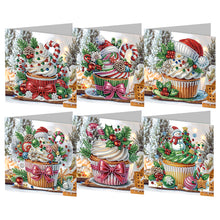 Load image into Gallery viewer, 6Pcs Christmas Dessert DIY Diamond Painting Card for Friends Family Gift