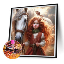 Load image into Gallery viewer, Diamond Painting - Full Round - White horse girl (30*30CM)