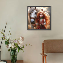 Load image into Gallery viewer, Diamond Painting - Full Round - White horse girl (30*30CM)
