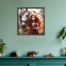 Load image into Gallery viewer, Diamond Painting - Full Round - White horse girl (30*30CM)