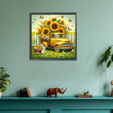 Load image into Gallery viewer, Diamond Painting - Full Round - Sunflower garden car (30*30CM)