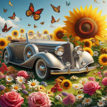 Load image into Gallery viewer, Diamond Painting - Full Round - Sunflower garden car (30*30CM)