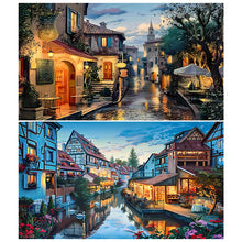 Load image into Gallery viewer, 2pcs Round Diamond Painting Set - Street in Water City (70*40CM)