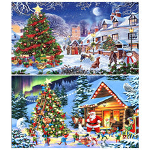 Load image into Gallery viewer, 2pcs Round Diamond Painting Set - Christmas Street (70*40CM)