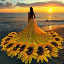Load image into Gallery viewer, Diamond Painting - Full Round - Girl with Sunflower Skirt (40*40CM)