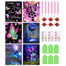 Load image into Gallery viewer, 6pcs Round Diamond Painting Set - Dream Butterfly (30*40CM)