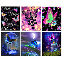 Load image into Gallery viewer, 6pcs Round Diamond Painting Set - Dream Butterfly (30*40CM)