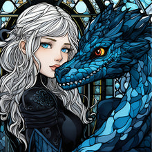 Load image into Gallery viewer, AB Diamond Painting - Full Round - girl and dragon (40*40CM)