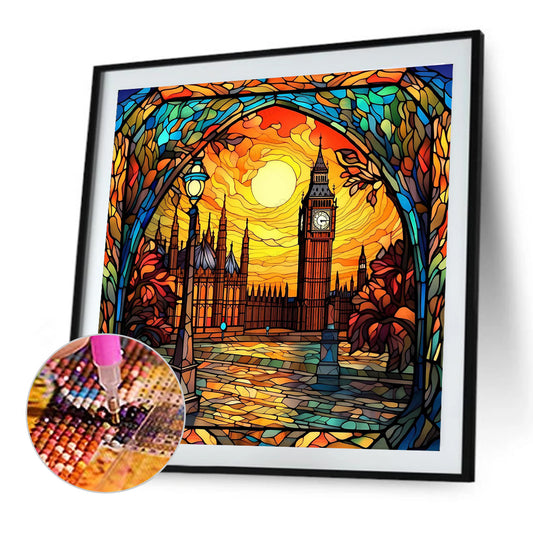 Diamond Painting - Full Round - glass art british big ben (40*40CM)