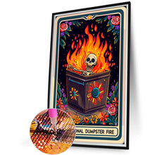 Load image into Gallery viewer, Diamond Painting - Full Round - Halloween emotional trash can with flames (40*60CM)