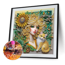 Load image into Gallery viewer, Diamond Painting - Partial Special Shaped - sunflower cat girl (30*30CM)