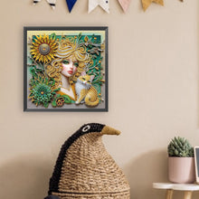 Load image into Gallery viewer, Diamond Painting - Partial Special Shaped - sunflower cat girl (30*30CM)