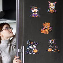 Load image into Gallery viewer, 8Pcs Acrylic Halloween Animals Diamond Art Magnets Decals for Fridge Whiteboards