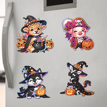Load image into Gallery viewer, 8Pcs Acrylic Halloween Animals Diamond Art Magnets Decals for Fridge Whiteboards