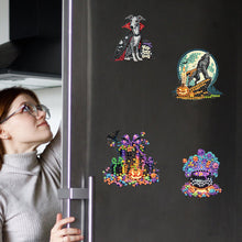 Load image into Gallery viewer, 6Pcs Acrylic Halloween Elements Fridge Stickers Diamond Art Magnets Decals