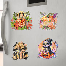 Load image into Gallery viewer, 6Pcs Acrylic Pumpkin Fridge Stickers Diamond Painting Art Magnets Decals