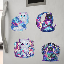 Load image into Gallery viewer, 5Pcs Acrylic Cat Diamond Painting Art Fridge Magnet for Fridge Whiteboards