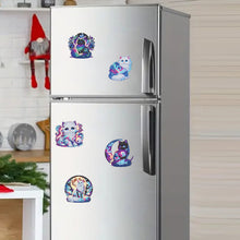 Load image into Gallery viewer, 5Pcs Acrylic Cat Diamond Painting Art Fridge Magnet for Fridge Whiteboards