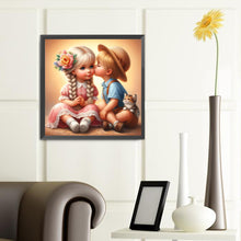 Load image into Gallery viewer, Diamond Painting - Full Round - boy kissing girl (40*40CM)