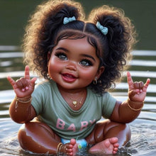 Load image into Gallery viewer, Diamond Painting - Full Round - girl playing in water (30*30CM)