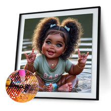Load image into Gallery viewer, Diamond Painting - Full Round - girl playing in water (30*30CM)