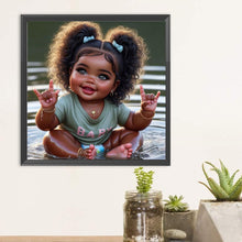 Load image into Gallery viewer, Diamond Painting - Full Round - girl playing in water (30*30CM)
