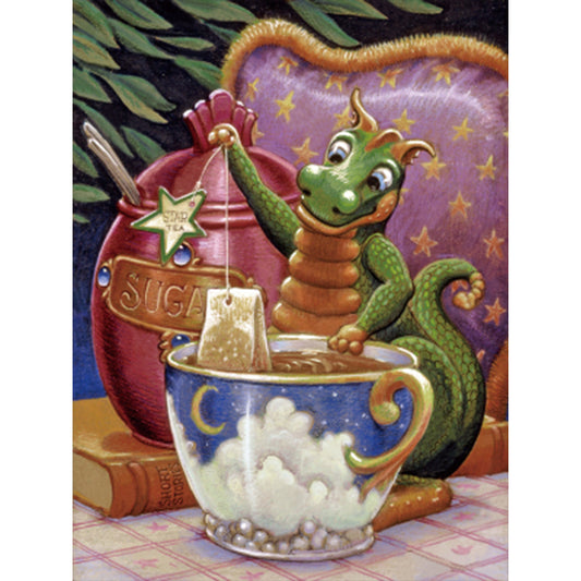 AB Diamond Painting - Full Round - Little green dragon's cup of tea (30*40CM)
