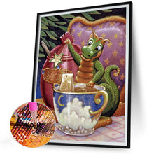 Load image into Gallery viewer, AB Diamond Painting - Full Round - Little green dragon's cup of tea (30*40CM)