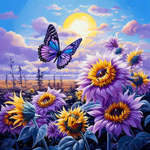 Load image into Gallery viewer, Diamond Painting - Full Round - Butterfly and sunflower scenery (40*40CM)