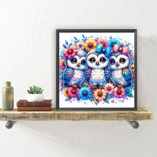 Load image into Gallery viewer, Diamond Painting - Full Round - Flowers and three owls (30*30CM)