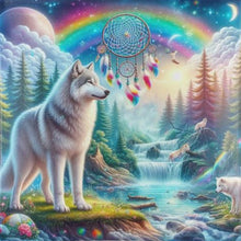 Load image into Gallery viewer, Diamond Painting - Full Round - Rainbow dream catcher pine wolf (40*40CM)