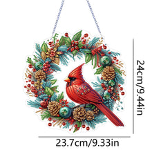 Load image into Gallery viewer, Cardinal DIY 5D Diamond Art Painting Wreath Hanging Sign for Wall Door Decor