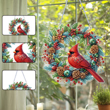 Load image into Gallery viewer, Cardinal DIY 5D Diamond Art Painting Wreath Hanging Sign for Wall Door Decor