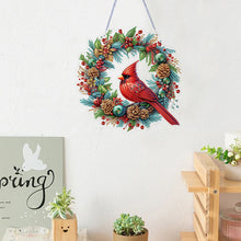 Load image into Gallery viewer, Cardinal DIY 5D Diamond Art Painting Wreath Hanging Sign for Wall Door Decor