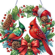 Load image into Gallery viewer, Cardinal DIY 5D Diamond Art Painting Wreath Hanging Sign for Wall Door Decor