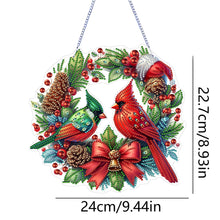 Load image into Gallery viewer, Cardinal DIY 5D Diamond Art Painting Wreath Hanging Sign for Wall Door Decor